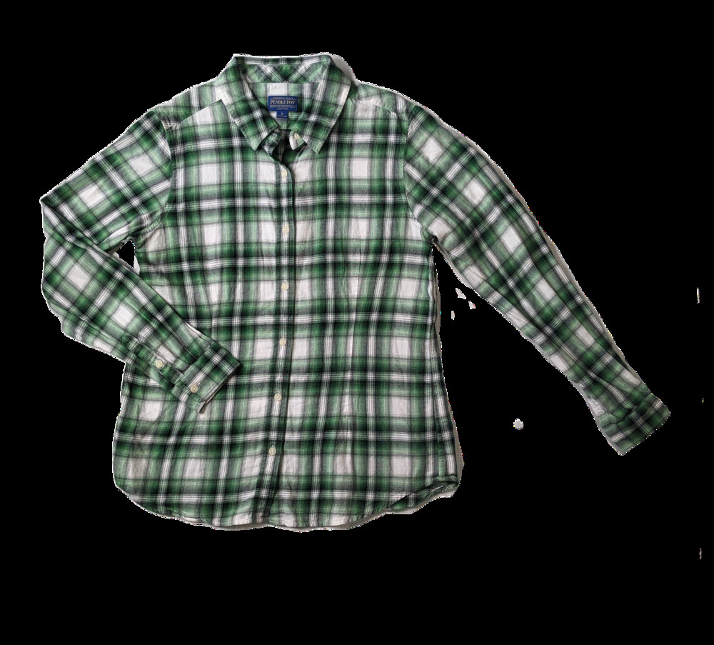 Pendleton Green and Black Lightweight Plaid Shirt Size M